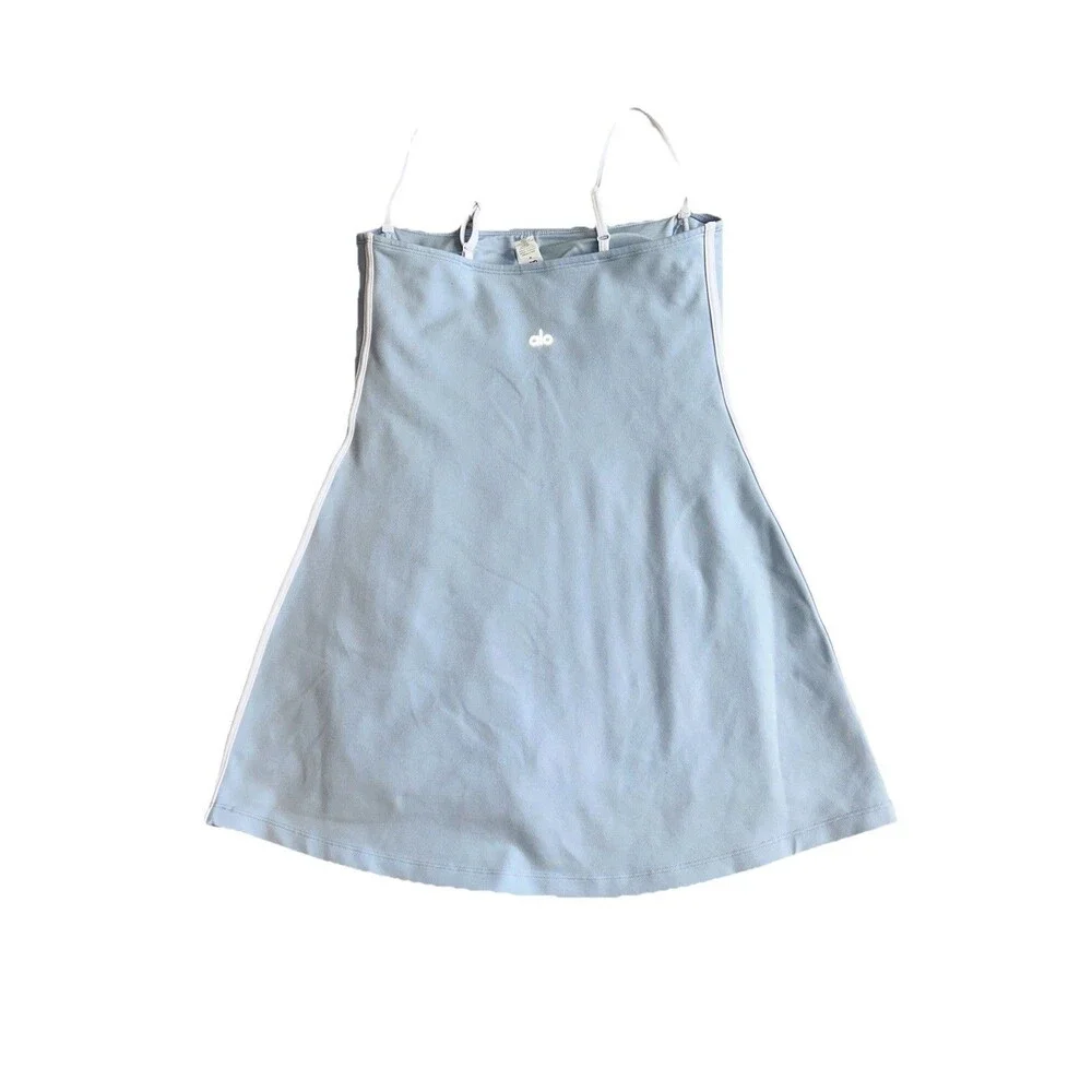 Alo Yoga Airbrush Streamlined Dress Seashell Blue White Size Medium - Picture 4 of 9